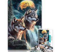 1000 Piece Puzzle Wolf Under The Moon 1000 Piece Jigsaw Puzzles for Teenagers Gifts,Artists Collection, Fine Art for Age 14+ (26x38cm)