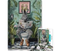 1000 Piece Puzzle Zebra on The Toilet 1000 Pieces Jigsaw Puzzles for Adults And Teens,Family Entertainment Toys Is Ideal As A Gift for The Whole Family 26x38cm