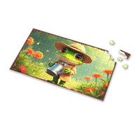 1000 Piece Puzzles A Frog In A Hat Watering Flowers Picture Puzzle Toddlers Toys Puzzles For Adults(1000PCS)