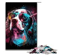 1000 Piece Puzzles Art Colourful Dogs Jigsaw Puzzles for Adults Wood Jigsaw Family Game 1000 PCS(75x50cm)