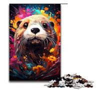 1000 Piece Puzzles Color Painting Sea Otter Jigsaw Puzzles for Adults Wood Jigsaw Family Game 75x50cm