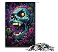 1000 Piece Puzzles Colorful Fantasy Skull Jigsaw Puzzles for Adults Wooden Jigsaw Family Games1000 PCS(38x26cm)