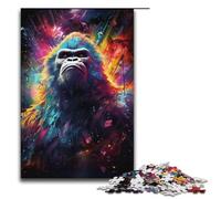 1000 Piece Puzzles Colorful Psychedelia of Starry Sky GorillaJigsaw for Adults Kids Wooden Puzzles Educational Stress Relief Toy Puzzle 1000 PCS(38x26cm)