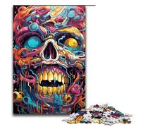 1000 Piece Puzzles Colorful Psychedelic Evil SkullJigsaw for Adults Kids Wooden Puzzles Educational Stress Relief Toy Puzzle 1000 PCS(75x50cm)