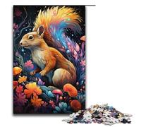 1000 Piece Puzzles Colorful Psychedelic Squirrel Jigsaw Puzzles for Adults Wooden Jigsaw Family Games 1000 PCS(38x26cm)