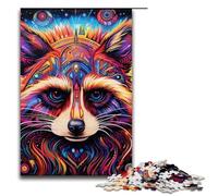 1000 Piece Puzzles Colourful Art RaccoonJigsaw for Adults Kids Wooden Puzzles Educational Stress Relief Toy Puzzle 1000 PCS(75x50cm)