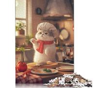 1000 Piece Puzzles Cute Cat Chef Style Jigsaw Puzzles Game Toys for Adults Family Puzzles Gift Puzzles Adults Challenging 1000pcs (38x26cm)