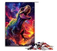 1000 Piece Puzzles Dinosaurs in The Crater Is Surrounded by SplattersLos of Coloured Jigsaw for Adults Wood Family Game 75x50cm