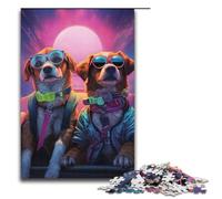 1000 Piece Puzzles Dog Sitting in Front of An Airplane Jigsaw Puzzles for Adults Wood Jigsaw Family Game 1000 PCS(38x26cm)