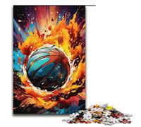 1000 Piece Puzzles Fantasy Color Basketball FireJigsaw for Adults Kids Wooden Puzzles Educational Stress Relief Toy Puzzle 1000 PCS(38x26cm)