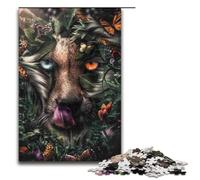 1000 Piece Puzzles Floral Cheetah Jigsaw for Adults Wood Family Game 75x50cm