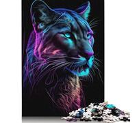 1000 Piece Puzzles for Adults 1000 Pieces Neon Cougar Portrait Jigsaw Puzzles for Teenagers Woodenboard Puzzles Toy Intellectual Game 1000pcs (75x50cm)