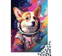 1000 Piece Puzzles for Adults Artistic Astronaut Corgi Jigsaw Puzzles for Adults Wooden Rectangle Creative Jigsaw 1000pcs (75x50cm)