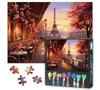 1000 Piece Puzzles for Adults, Cafe in Paris with The Eiffel Tower Jigsaw Puzzles, Funny Challenging Puzzle, Great Gift for Family Friends, Finished Size: 27.5"x19.6"