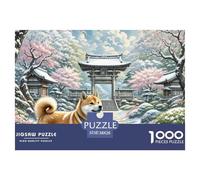 1000 Piece 。 Puzzles for Adults Cherry Blossom - Fun Challenging & Brainteasing Adults 。 Puzzle Shiba Inu - Puzzle What Happens Next - 100% Recycled Cardboard - 1000pcs - Jumbo Cherry Bloss