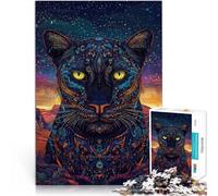 1000 Piece Puzzles for Adults Fantasy Black Panther Art Made of cardboard Suitable for people aged 14 and above Interesting stress reduction gifts for friends and family。size：38x52cm/14.96x20.47inch