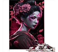 1000 Piece Puzzles for Adults Geisha Neon Cherry Blossom Jigsaw Puzzle for Adults Wooden Jigsaw Puzzles for Toddler Children Boys Girls puzzle wall decoration (50x75cm)