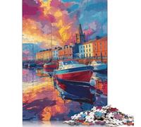 1000 Piece Puzzles for Adults Harbour at Sunset Jigsaw Puzzles for Adults Wooden Rectangle Creative Jigsaw 1000pcs (75x50cm)