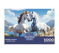 1000 Piece 。 Puzzles for Adults Horse 。 Puzzle Funny Horse Race 1000 Pieces Puzzles for Challenging Family Activity Game Wall Decor DIY Puzzle Gifts 38x26cm/1000pcs
