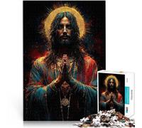 1000 Piece Puzzles for Adults Jesus Christ Digital Art Made of cardboard Suitable for people aged 14 and above Relaxing games Improving love between couples。size:26x38cm/10.24x14.96inch