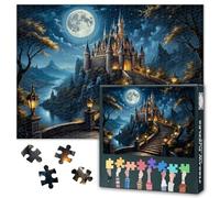 1000 Piece Puzzles for Adults, Jigsaw Puzzles 1000 Pieces for Adults - Castle on the Hill at Starry Night, Fantasy Landscape, Challenging Adult Puzzle(27.5x19.7 Inches)