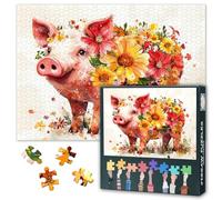 1000-piece puzzles for adults - Pig Covered in Flowers, Educational games for the whole family. Entertainment for a quiet evening. Finished size: 50x70cm