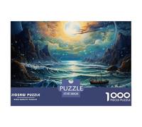 1000 Piece 。 Puzzles for Adults Tides - Fun Challenging & Brainteasing Adults 。 Puzzle Under The Moon - Puzzle What Happens Next - 100% Recycled Cardboard - 1000pcs - Jumbo Tides