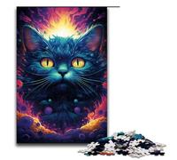 1000 Piece Puzzles Future Colorful Psychedelic Cat3 Jigsaw for Adults Wood Family Game 1000 PCS