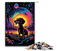 1000 Piece Puzzles Handsome Dog with Hanging Ears Under The Night Sky Jigsaw for Adults Wood Family Game 75x50cm