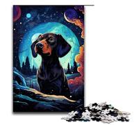 1000 Piece Puzzles Handsome Dog with Hanging Ears Under The Night Sky Jigsaw for Adults Wood Family Game 75x50cm
