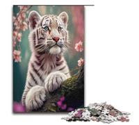 1000 Piece Puzzles Japanese White Tigers Jigsaw Puzzles for Adults Wood Jigsaw Family Game 1000 PCS(38x26cm)