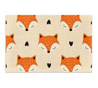 1000 Piece Puzzles Jigsaw Adults White Elephant Gifts Funny Winter Scene Puzzle Animal Art Painting Cute Orange Fox Hearts Beige, 29.5x19.7 Inch