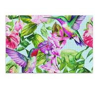 1000 Piece Puzzles Jigsaw Adults White Elephant Party Gifts Unique Puzzle Gifts Animal Art Print Colorful Hummingbirds Flowers Green, 29.5x19.7 Inch