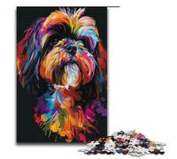 1000 Piece Puzzles Lhasa Apso Dog ArtJigsaw for Adults Kids Wooden Puzzles Educational Stress Relief Toy Puzzle 1000 PCS(38x26cm)