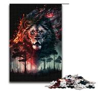 1000 Piece Puzzles Lion with Forest BurningJigsaw for Adults Kids Wooden Puzzles Educational Stress Relief Toy Puzzle 1000 PCS(75x50cm)