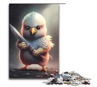 1000 Piece Puzzles Mad Chick With Sword for Adults Wooden Jigsaw Family Games 75x50cm