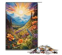 1000 Piece Puzzles Mountain Landscape with Wild FlowersJigsaw for Adults Kids Wooden Puzzles Educational Stress Relief Toy Puzzle 1000 PCS(38x26cm)