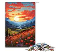 1000 Piece Puzzles Mountain Landscape with Wild FlowersJigsaw for Adults Kids Wooden Puzzles Educational Stress Relief Toy Puzzle 1000 PCS(75x50cm)