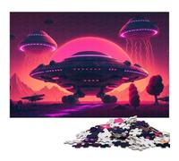 1000 Piece Puzzles Neon UFO Invasion Jigsaw Puzzle For Kids Paper Jigsaw Educational Games For Adults (Size 38x26cm)