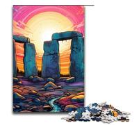 1000 Piece Puzzles Psychedelic Stonehenge at Night Jigsaw Puzzles for Adults Wooden Jigsaw Family Games 1000 PCS(75x50cm)