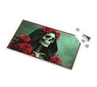 1000 Piece Puzzles Skull In Red Roses: A Gothic Artwork Picture Puzzle Toddlers Toys Puzzles For Adults(500PCS)