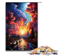 1000 Piece Puzzles The Colorful Psychedelia of The City after The Rain for Adults Wooden Jigsaw Family Games 75x50cm