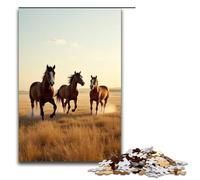 1000 Piece Puzzles Wild Horses Running on The GrasslandJigsaw for Adults Kids Wooden Puzzles Educational Stress Relief Toy Puzzle 1000 PCS(75x50cm)