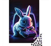 1000 Piece Rabbit Neon Jigsaw Puzzle for Adult Teenagers Jigsaw Puzzle For Family Fun & Game Night 1000pcs (38x26cm)