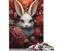 1000 Piece Rabbit Red Flowers Square Puzzle for Adults Wooden Puzzles Educational Puzzle Family Game 1000pcs (75x50cm)