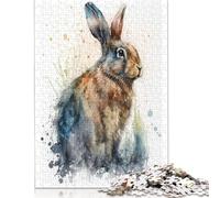 1000 Piece Rabbit Watercolor Painting Jigsaw Puzzles for Adult Teenagers Paper Puzzles For Family Fun & Game Night 1000pcs (38x26cm)