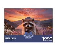 1000 Piece Raccoon Jigsaw Puzzle for Adults - Family-Friendly Brain Game, Wildflower Cluster Jigsaws, Decoration Unique Gift 38x26cm/1000pcs