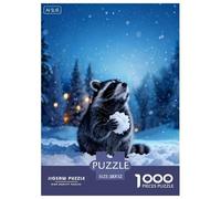 1000 Piece Raccoon Jigsaw Puzzle for Adults & Kids - Challenging & Brainteasing, Snowball Puzzles, Home Decoration Birthday Gifts 52x38cm/1000pcs