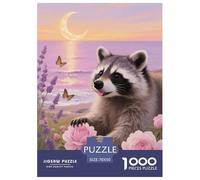 1000 Piece Raccoon Jigsaw Puzzle for Adults Kids - Family Fun, Educational Games, Rose Ocean View Jigsaws, Home Decoration Unique Gift 70x50cm/1000pcs