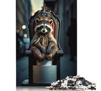 1000 Piece Raccoon King on Toilet Woode Throne Creative Square Jigsaw Puzzles for Adults And Wooden Puzzles Toy Intellectual Game 1000pcs (75x50cm)